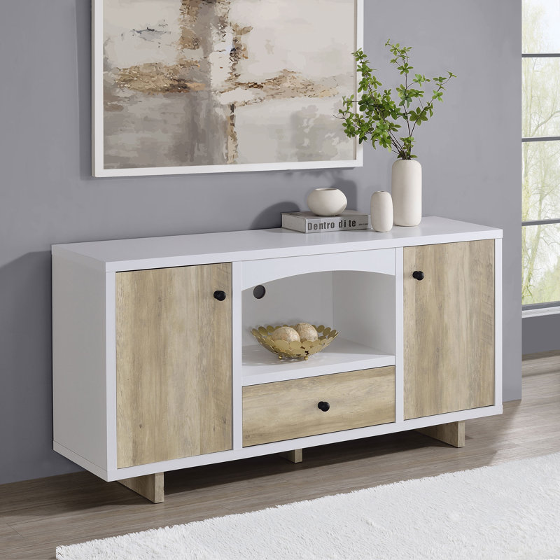 Voigt 2 Door Storage Credenza White And Distressed Pine